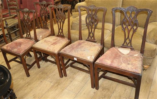 A set of five Chippendale design mahogany dining chairs